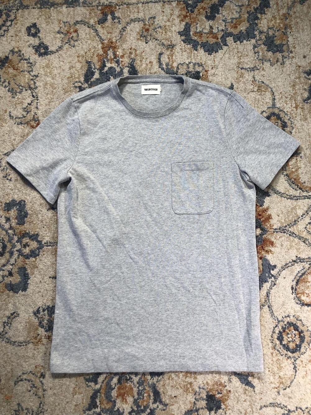 Taylor Stitch Shirt Mens 40 Gray Short Sleeve Pocket Tee Crewneck Soft Knit